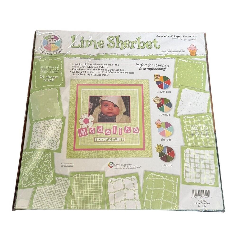 ProvoCraft Color Wheel Paper Collection Lime Sherbert Scrapbooking Card Making